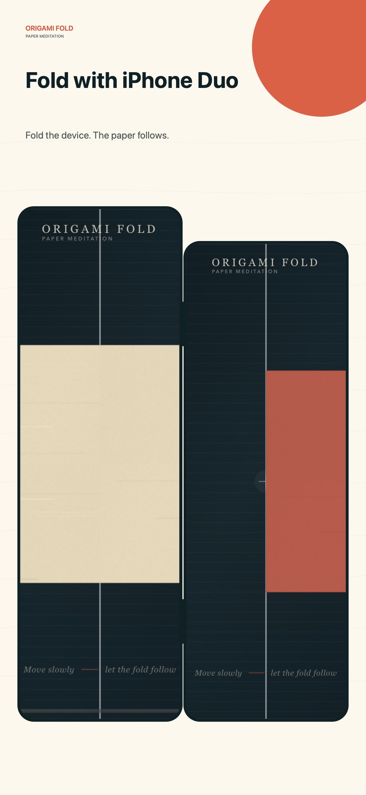 Two states of paper folding on iPhone Duo