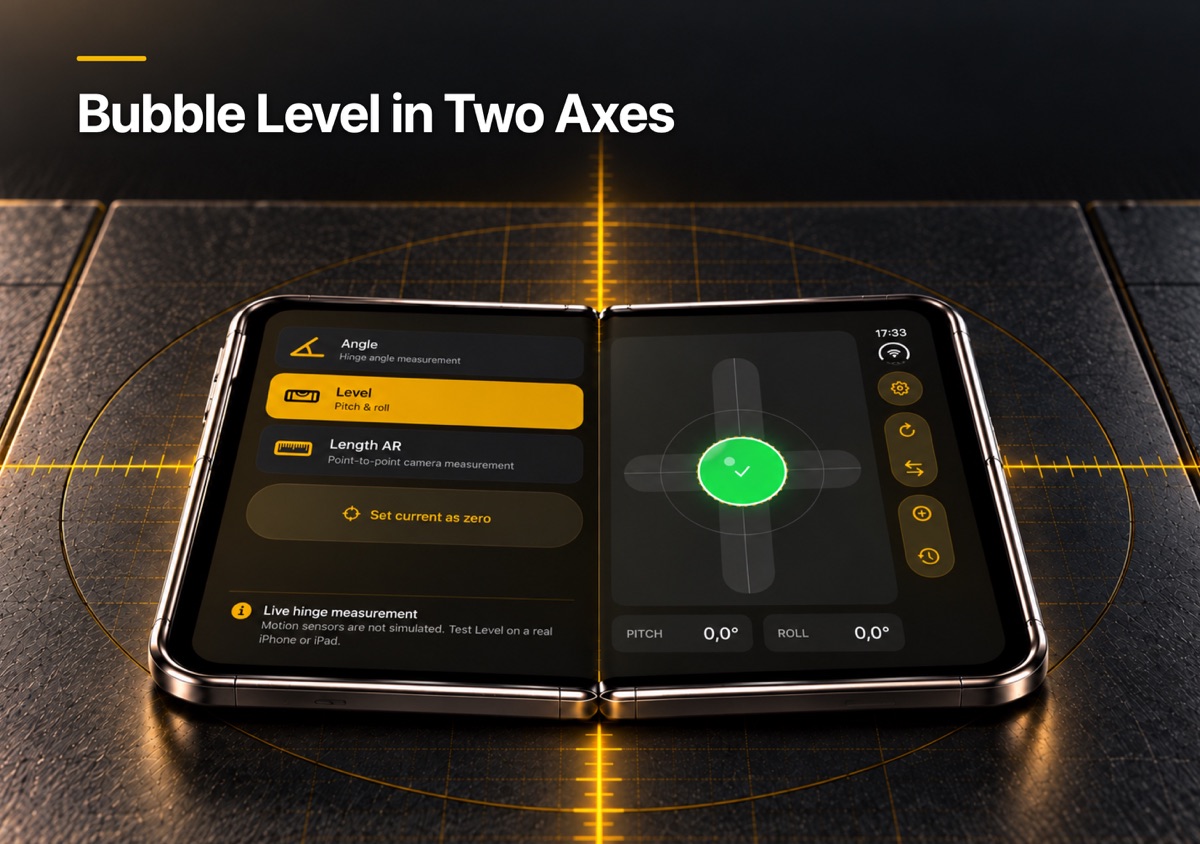 Two-axis bubble level and zero calibration